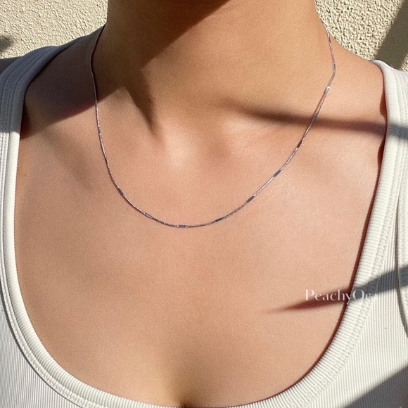 CLOSING SALE! Silver Hard Pressed Snake Chain Necklace - Picture 3 of 7